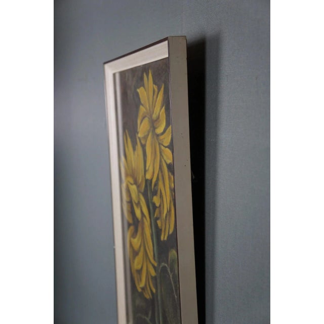Still Life with Sunflowers, Chalk Drawing, Framed For Sale - Image 5 of 8