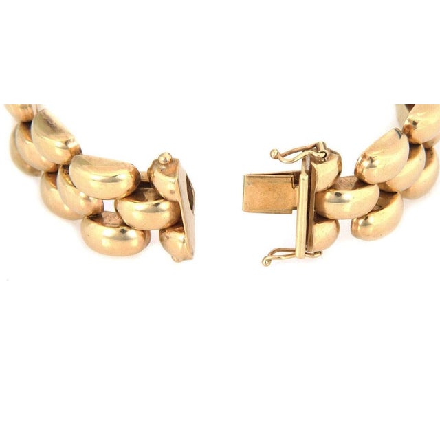 Mid 20th Century Mid 20th Century Three Row 14k Yellow Gold Bar Link Bracelet For Sale - Image 5 of 8