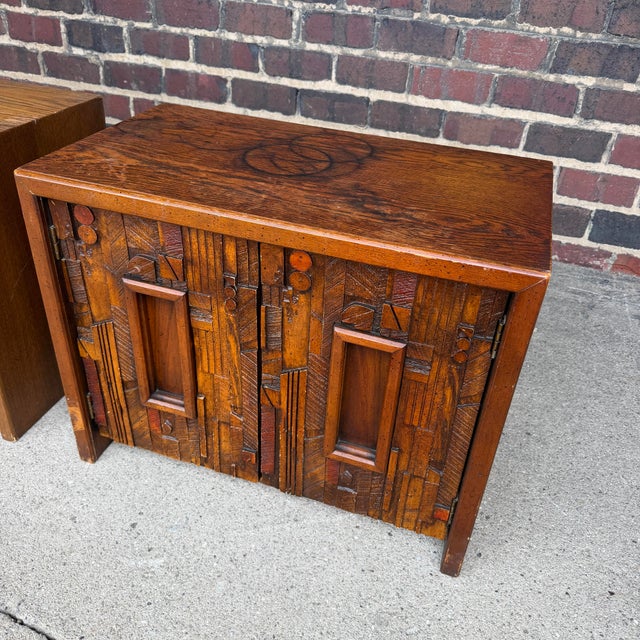 Lane Furniture 1970s Lane Furniture Pueblo Brutalist Oak Nightstands – Pair For Sale - Image 4 of 12