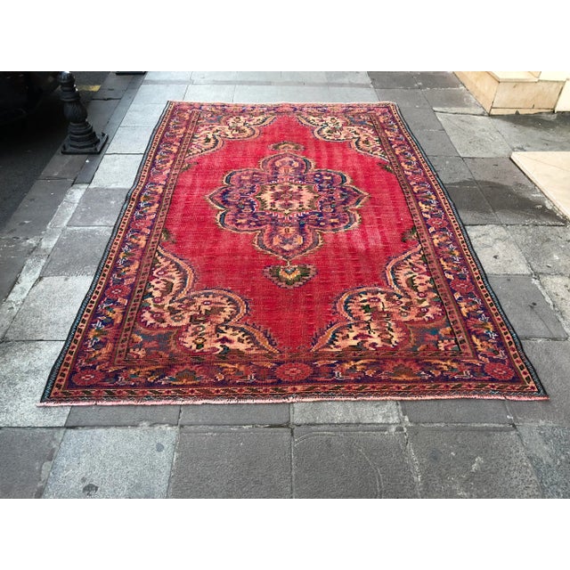 1960s Vintage Turkish Oushak Rug - 6′3″ × 8′11″ For Sale - Image 10 of 10