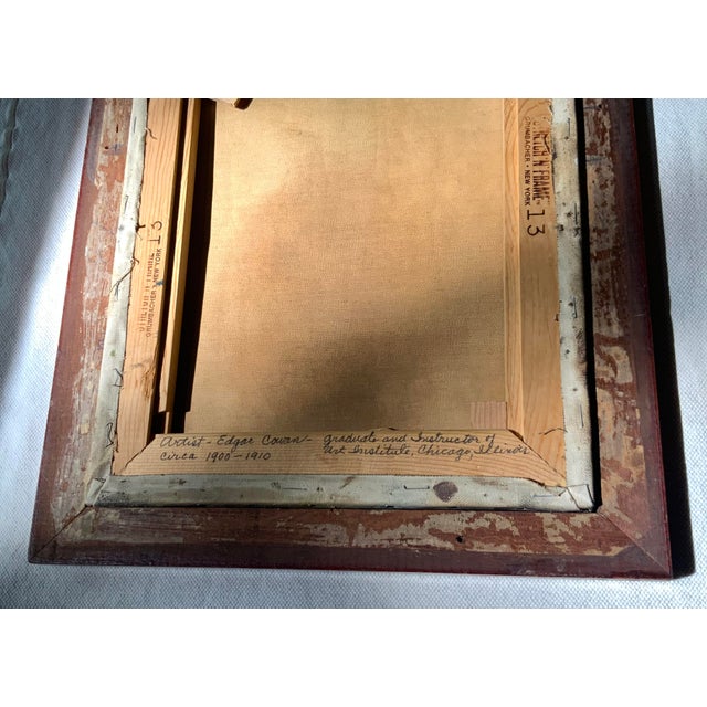 Antique Edgar Cowan American Oil Portrait of a Young Woman - Framed For Sale - Image 9 of 18