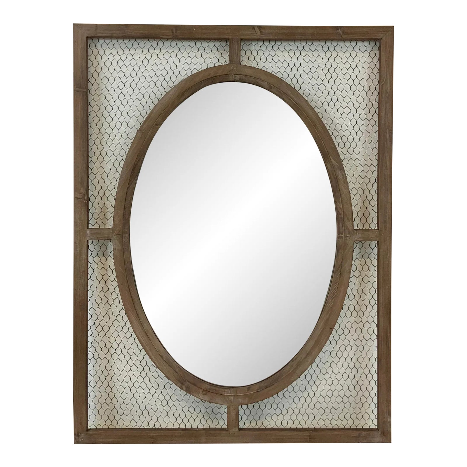 Organic Modern Wood and Wire Mesh Wall Mirror | Chairish