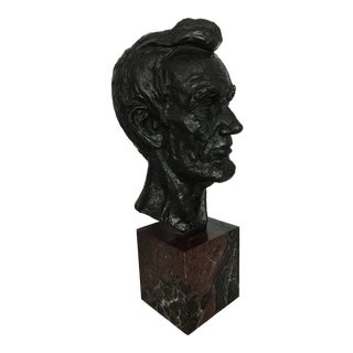1955 Abraham Lincoln Bronze Bust with Marble Base by Leo Cherne For Sale