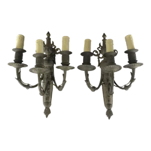Pair Early 20th Century French Bronze Sconces