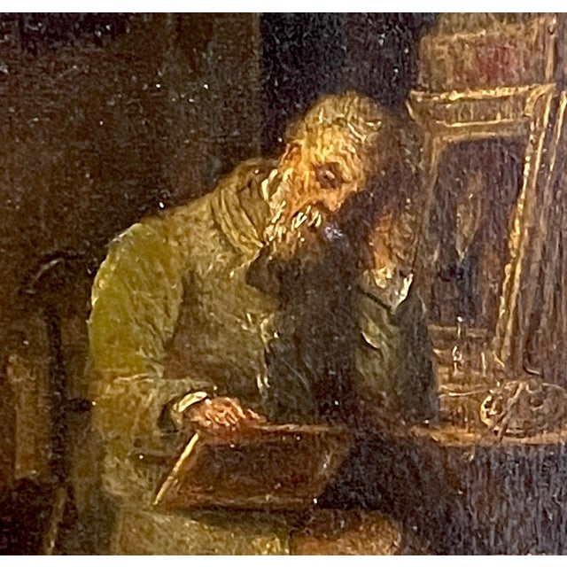19th C. Barbizon School Painting, Artist in his Studio, By H. Moser For Sale - Image 9 of 11