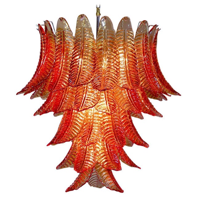 Italian Chandelier with Leaves in the style of Barovier & Toso For Sale - Image 18 of 18