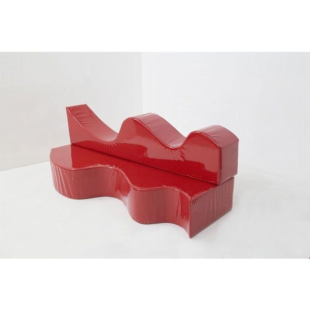 Red Space Age Red Vinyl Sofa Superonda from Archizoom, 1979 For Sale - Image 8 of 8