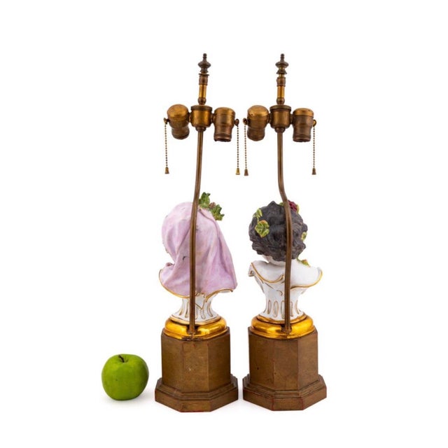 1920s 1920s Meissen Winter & Fall 4 Four Seasons Series by Heinrich Schwabe Circa 1880 Lamps - a Pair For Sale - Image 5 of 5