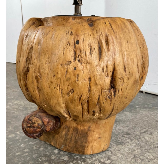 Wood Vintage Knotty Burled Wood Table Lamps, a Pair For Sale - Image 7 of 15