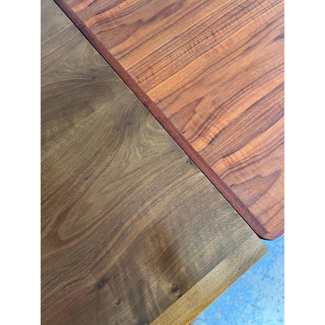 Wood Extendable Dining Table with Teak Tabletop and Walnut Frame For Sale - Image 7 of 11