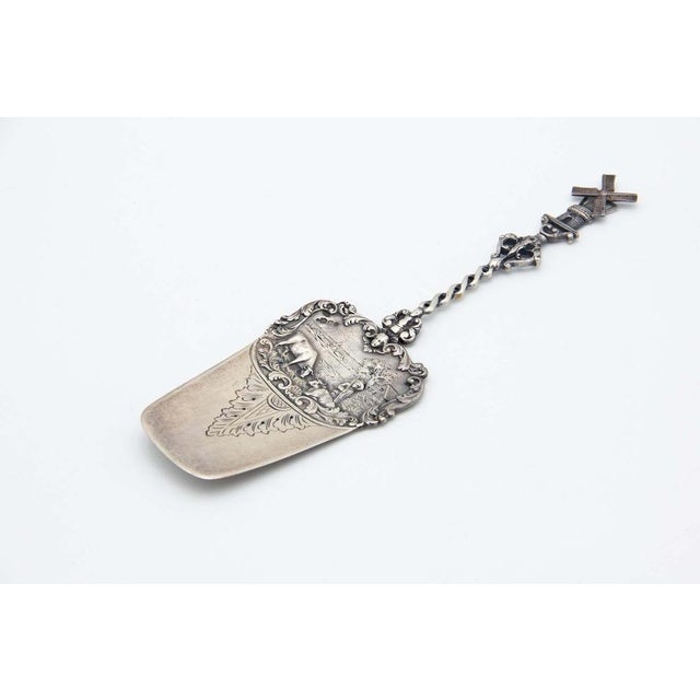 Silver Spatula with Bucolic Scene Reliefs, in Good conditions.