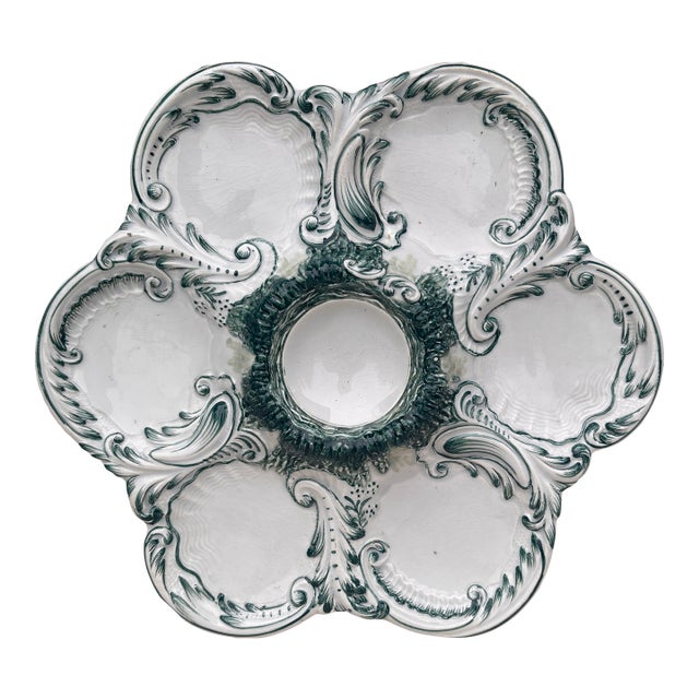 French Majolica Oyster Plate, Circa 1890 For Sale