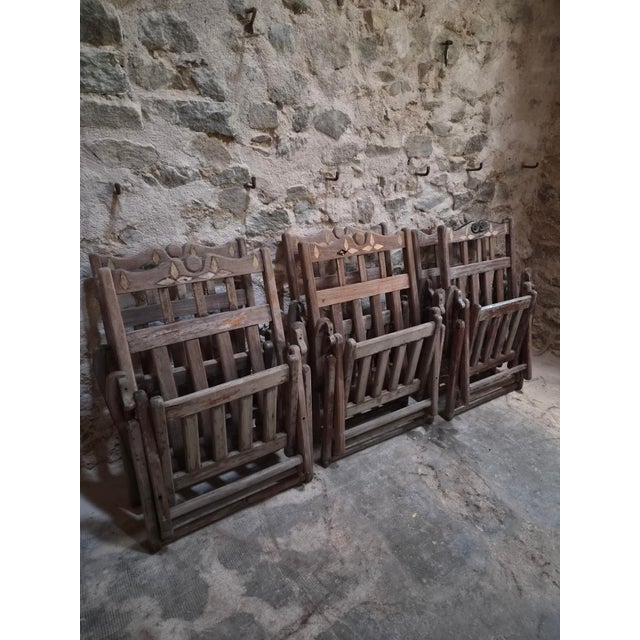 Vintage American Folding Hardwood Lounge Chairs, 1940s, Set of 6 For Sale - Image 11 of 18