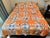 Orange Patchwork Quilt Double Wedding Ring Hand-Pieced Reverse Scalloped Edge For Sale In Las Vegas - Image 6 of 9