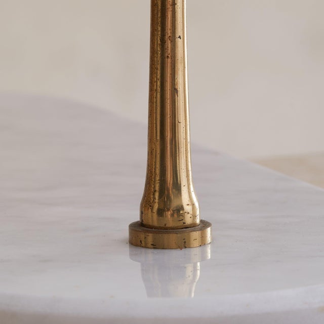 Gold Italian Brass Vanity Mirror with White Marble Base, 1940s For Sale - Image 8 of 11