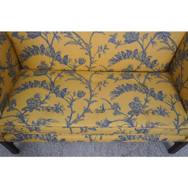 Baker Colonial Williamsburg Blue & Yellow Settee Sofa For Sale - Image 12 of 18