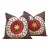 Pair of 18" Orange Flower Suzani Pillow Covers For Sale