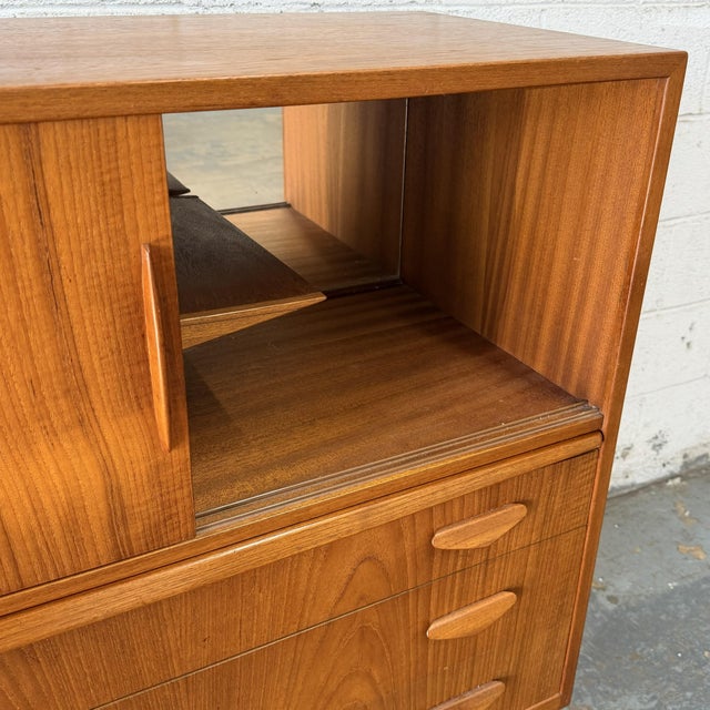 Wood Vintage Danish Modern Teak Credenza or Highboard With Built-in Dry Bar, Circa 1960s Mid Century For Sale - Image 7 of 11