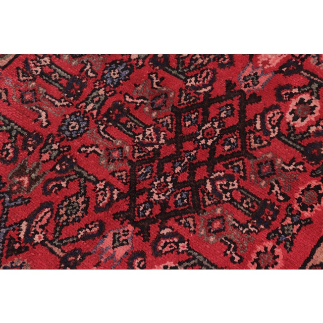 Textile 1970s Hand-Knotted Wool Rug – 8'4" X 11'10" Red & Blue Traditional Medallion Rug For Sale - Image 7 of 7