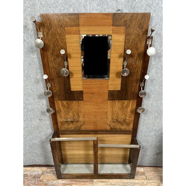 1920s Art Deco Style Coat Rack with Umbrella Stand in Patchwork Wood, 1920s For Sale - Image 5 of 6