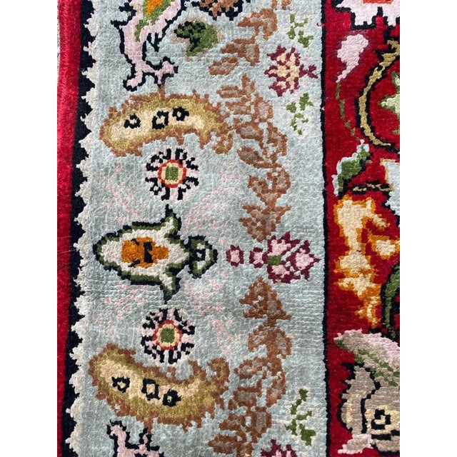 Small Vintage Silk Turkish Rug For Sale - Image 12 of 15