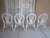 Tropical style wicker bamboo dining chair white with cushion Set of 4 Style: Tropical Color: White Dimensions: 19" W x 36"...