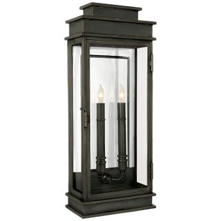 Chapman & Myers for Visual Comfort Signature Linear Lantern Tall in Bronze For Sale