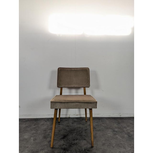 Velvet Armchair in the style of Pierre Guariche, in Very Good conditions.