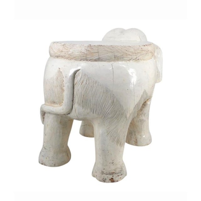 Traditional Vintage Carved & Painted Wood Elephant Garden Stool 16” High For Sale - Image 3 of 11