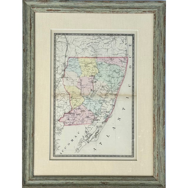 Maryland (Berlin, Assateague, Isle of Wight), Original Map of Worcester County, 1873 (Framed) For Sale