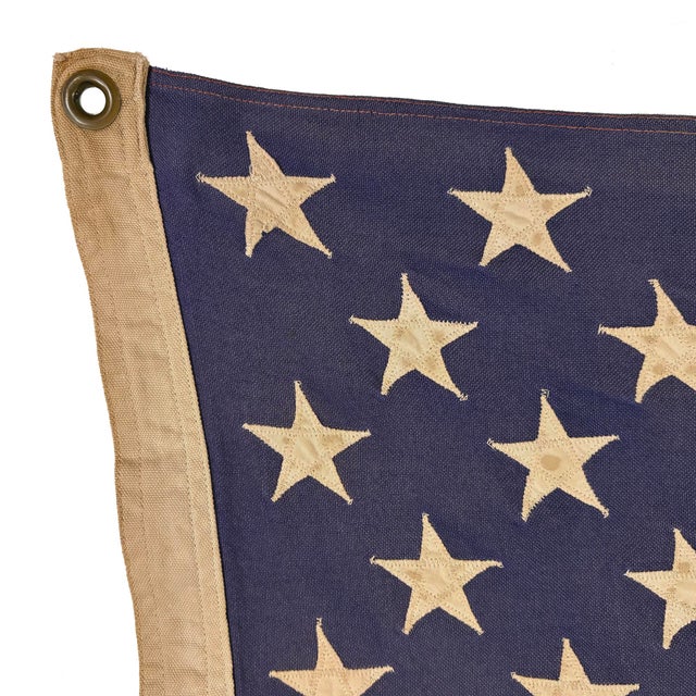 Vintage Cotton American Flag With Sewn Stars For Sale - Image 4 of 5
