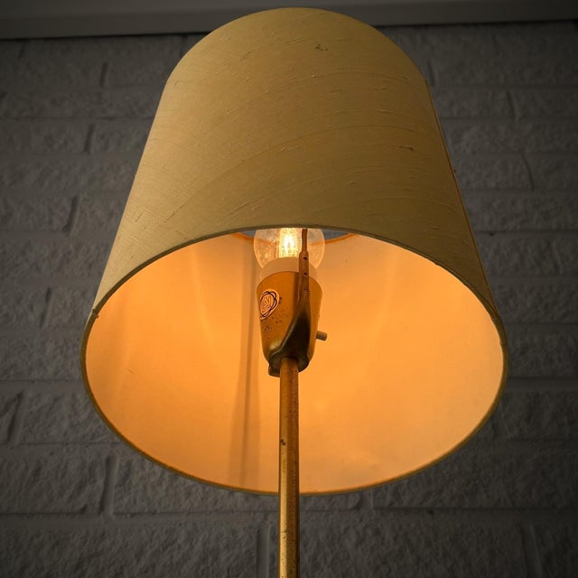 Mid-Century Brass and Silk Floor Lamp from Upsala Armaturfabrik, Sweden, 1960s For Sale - Image 4 of 12