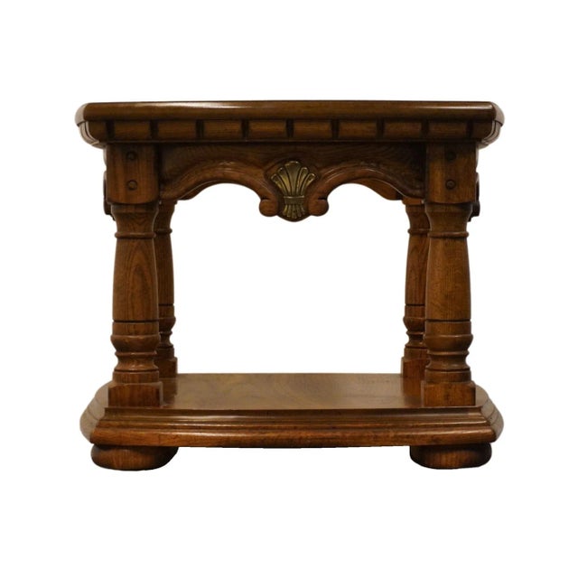 Brown Gordon's Furniture Solid Walnut Rustic European Style 24x25" Wheat Motif Accent End Table W. Glass Top For Sale - Image 8 of 10