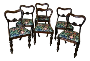 Victorian Upholstered Dining Chairs, Set of 6
