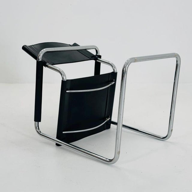 Black Mid-Century Black Leather Mg5 Cantilever Chair by Mart Stam, Italy, 1980s For Sale - Image 8 of 11