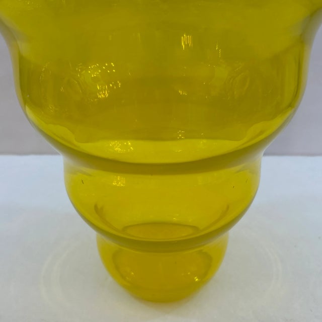 Italian Yellow - Gold Blown Glass Tapered Sculptural Vase For Sale - Image 4 of 5