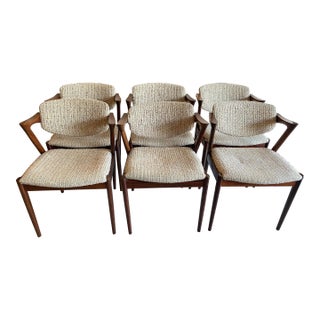 1960s Set of 6 Kai Kristiansen Rosewood Dining Chairs for School Andersen For Sale