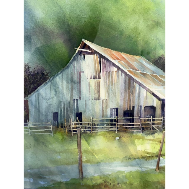 Traditional Hal Booth East Bay Barn Tassajara Road Framed Watercolor, Circa 1996 For Sale - Image 3 of 11