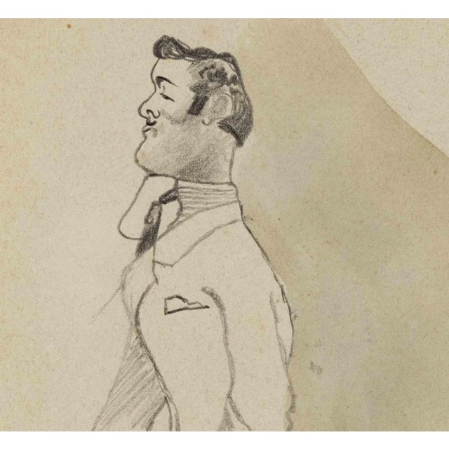 Pencil drawing and watercolor realized by Mino Maccari in the mid-20th Century. Not signed. Very good condition. This...