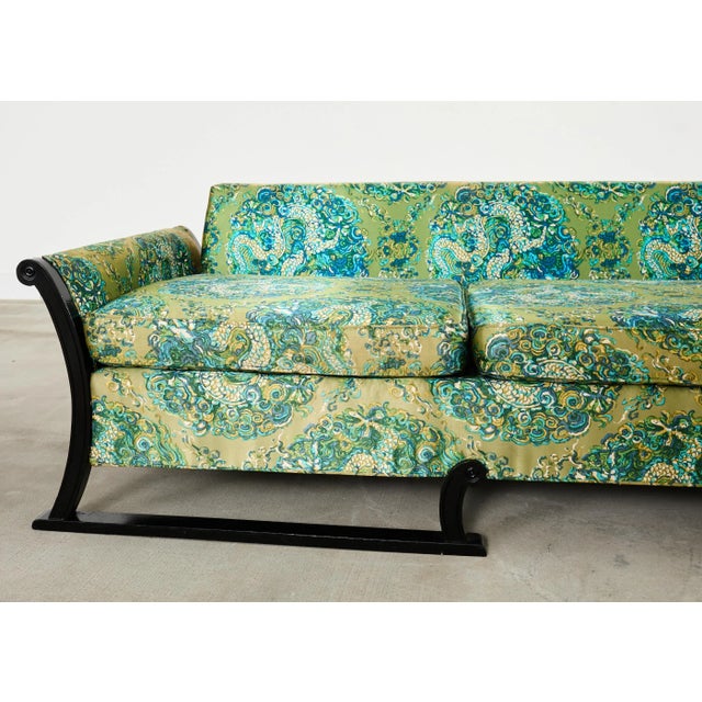 Midcentury James Mont Style Lacquered Gondola Dragon Sofa For Sale - Image 10 of 17