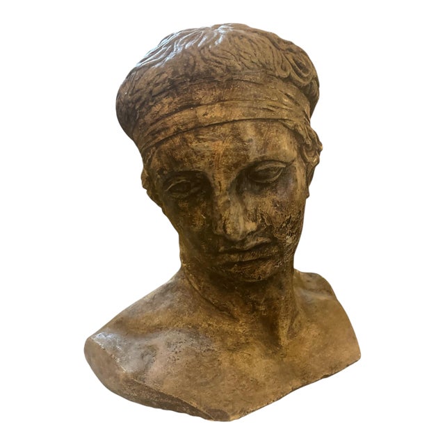 Vintage Weathered Hellenistic Style Head on Chest For Sale