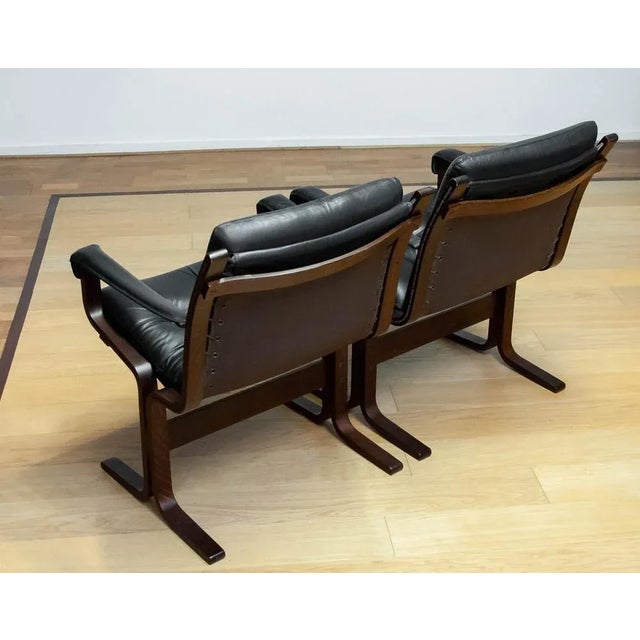 Animal Skin Set of Siesta Dining or Desk Chairs in Black Leather by Ingmar Relling Westnova for Westnofa, 1960s For Sale - Image 7 of 11