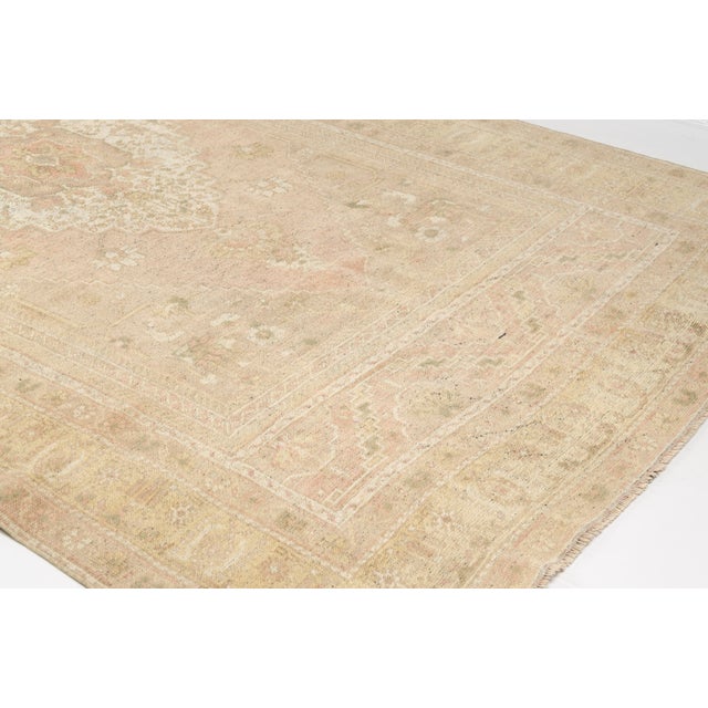 Vintage Muted Turkish Oushak Rug With Faded Blush Field and Neutrals For Sale - Image 4 of 10