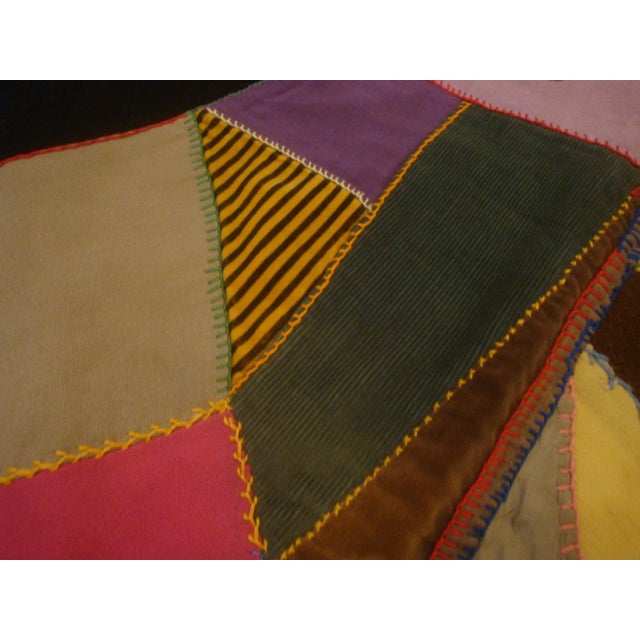 Early 20th Century Embroidered Velvet Crazy Quilt Folk Art Textile Blanket For Sale - Image 5 of 13