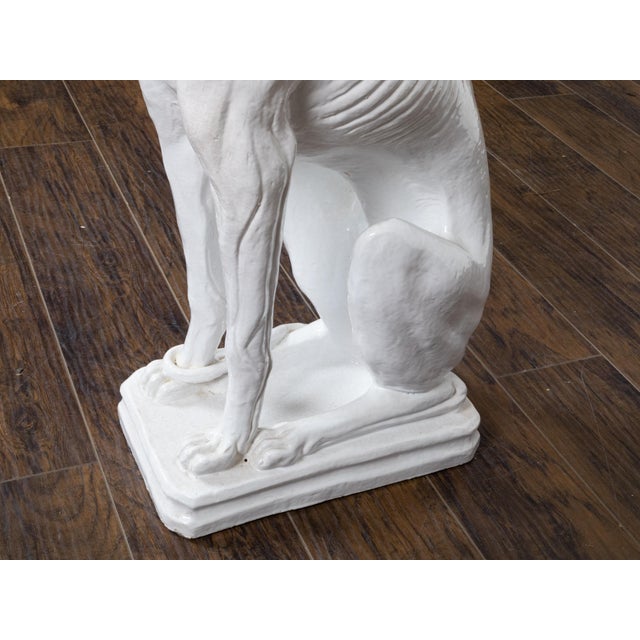 Midcentury Italian White Porcelain Sculpture of a Calm, Sitting Greyhound For Sale - Image 11 of 12