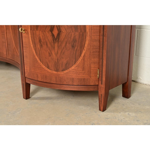 John Widdicomb Neoclassical Mahogany and Burl Wood Sideboard Credenza or Bar Cabinet, Newly Refinished For Sale - Image 12 of 16