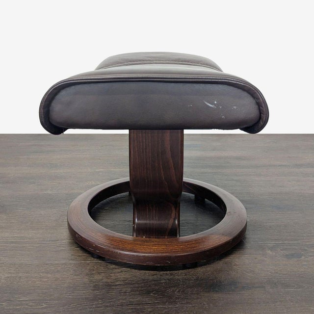 Ekornes ASA Stressless Ekornes Lounge Chair With Ottoman – Dark Brown Leather & Wood Base For Sale - Image 4 of 13