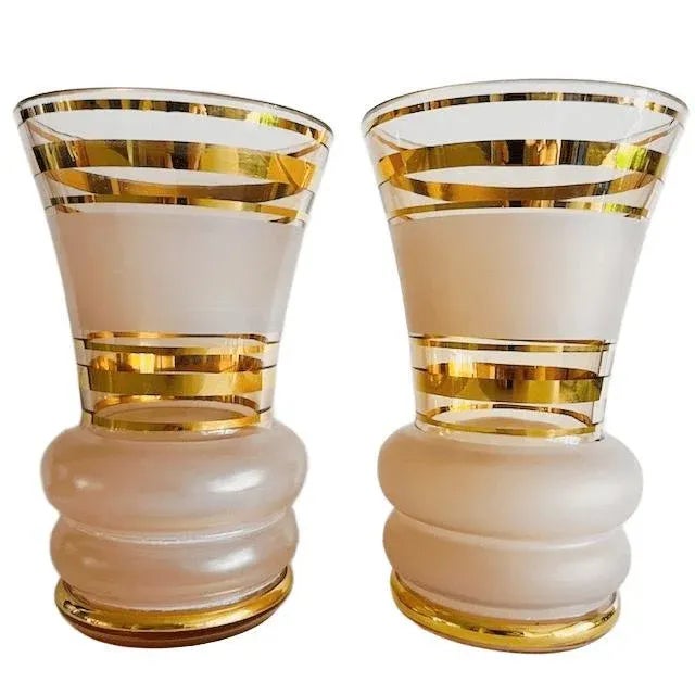 Hollywood Regency Gold-Plated Pink Glass Vases from De Rupel, 1930s, Set of 2 For Sale - Image 6 of 6