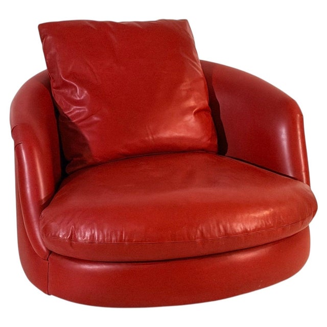 2000 - 2009 Milo Baughman for Thayer Coggin Leather Swivel Tub Chair, 2000 For Sale - Image 5 of 7