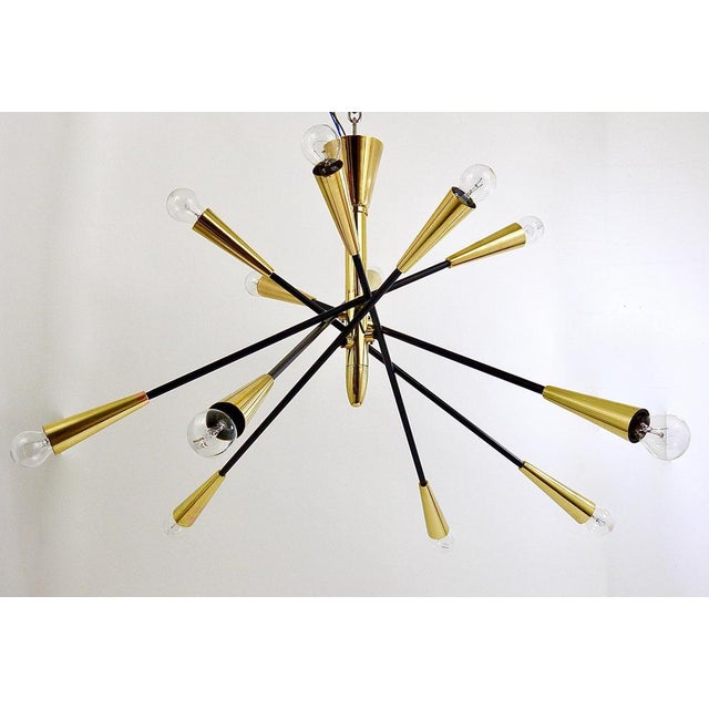 Large Articulating Black and Brass Sputnik Chandelier in the style of Stilnovo, 1950s For Sale - Image 14 of 18